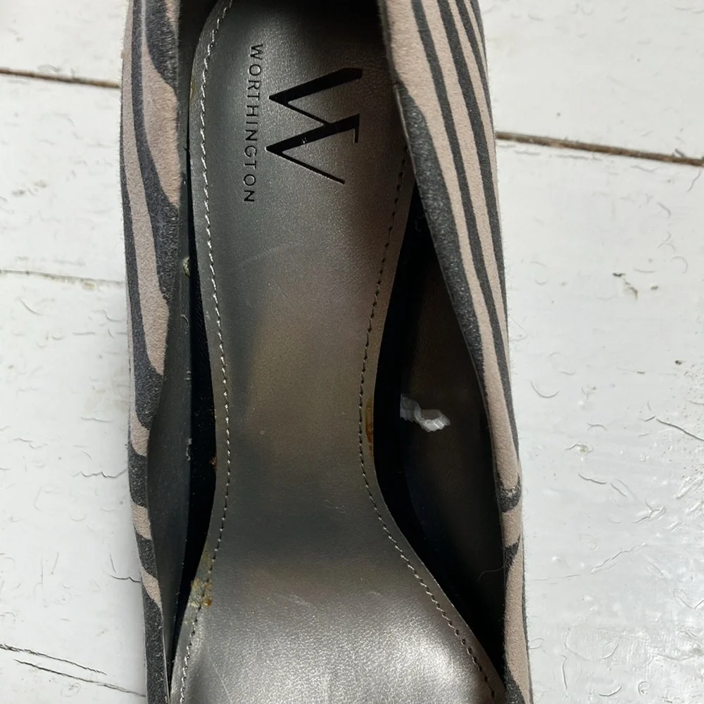 Worthington Women’s Zito Zebra Printed Sz 8 1/2 Pointed Toe 4” Stiletto Heels